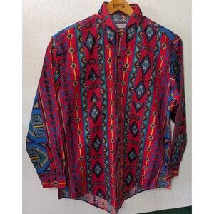 Plainsman Western Aztec Shirt Men's 17-17.5 Tall Long Sleeve Southwest (111m)